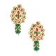 Green Enamel Mirror Stone Choker Necklace Set with Earrings and Maang Tikka